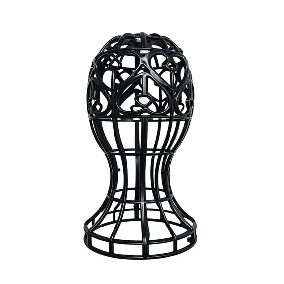 JHyouerji 2 In 1 Wig Holder Stand 7x12x3 Inch,Black Hollow Ventilated Plastic Mannequin Head Support,Sturdy Lightweight Hanging Rack for Salon Wigs Hair Accessories Storage