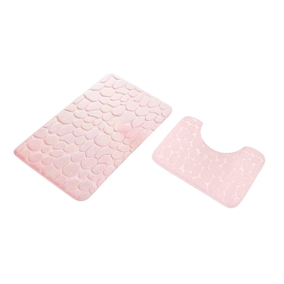 JHyouerji 2 Pcs Bathroom Rug Set,Soft Microfiber Foam Bath Mat Toilet Mat,Thick Absorbent Non Slip Backing,Machine Washable Shower Floor Rugs