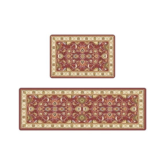 JHyouerji 2 Pcs Non Slip Kitchen Floor Mats,Boho Pattern Rubber Back Rug Set,Washable Indoor Doormat for Kitchen Entryway Porch Patio