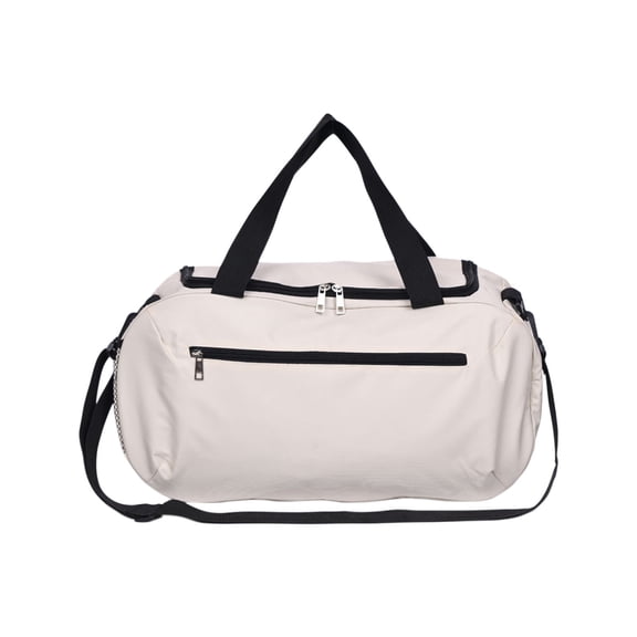 JHyouerji 23L Gym Duffle Bag with Wet Dry Compartment 20x7x10 Inch,White Water Proof Polyester Weekender Overnight Bag with Shoe Pocket for Yoga Travel Camping Men Women