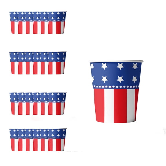 JHyouerji 24Pcs 4th of July Paper Plates and Cups Set,Disposable Patriotic USA Flag Tableware for Independence Day Memorial Day Summer BBQ Party Supplies