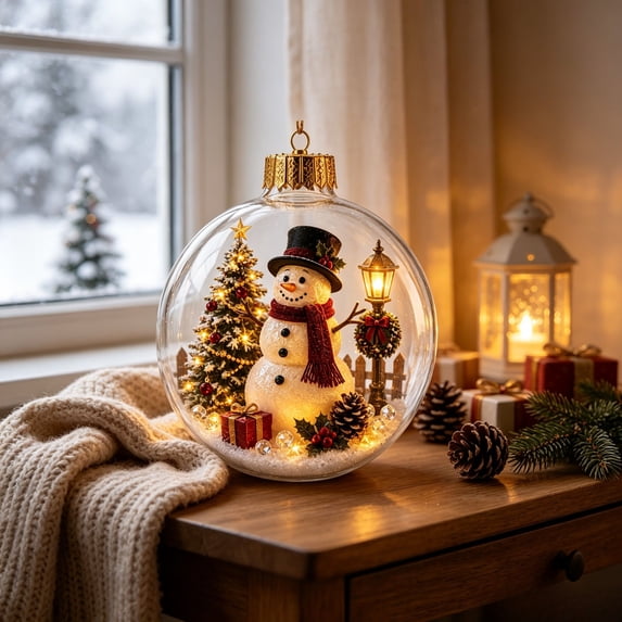 JHyouerji 3.94in Christmas Story Ornament Ball Mini Holiday Scene Hanging Bauble for Xmas Tree Window Hooks and Mantel Decor