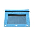 thumbnail image 1 of JHyouerji 3 Hole Oxford Cloth Zipper Pencil Pouch 10x7 Inch,Sky Blue Two Separate Storage Compartments Clear Mesh Window Detachable Binder Stationery Bag for Cosmetic Office, 1 of 5