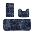 thumbnail image 1 of JHyouerji 3 Pcs Bathroom Rugs Set with U Shaped Mat,Dark Blue Machine Washable Non Slip Quick Drying Ultra Soft and Water Absorbent Bath Carpet for Bedroom Floor Living Room, 1 of 9