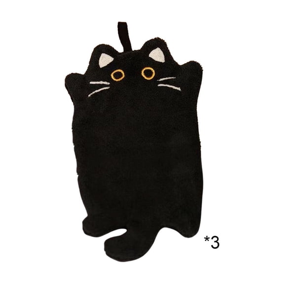 JHyouerji 3Pcs Black Cat Hand Towel 11x7 Inch,Cute Hanging Kitchen Towel Super Absorbent Quick Dry Bathroom Rag Home Decor