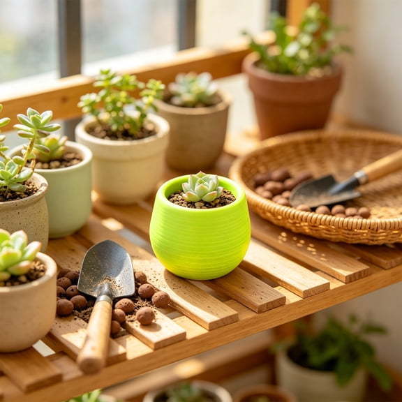 JHyouerji 3x3 Inch Mini Plastic Plant Pot Green Round Desktop Planter for Cactus Herb Succulent Bonsai Home Decor