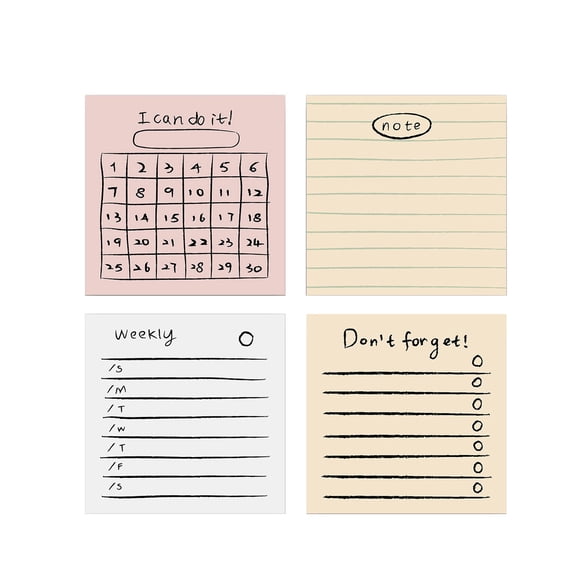 JHyouerji 4 Pcs Sticky Notes Pads,200 Sheets Multicolor Self Stick Notes 3x3 Inch, Removable Adhesive Memo Pads for Office Desk Supplies Message Reminder Study Marking