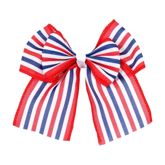 JHyouerji 4th of July Decor Bow for Wreath Red White Blue Stripe Stars Tree Topper Bows for Patriotic Independence Day Veterans Day Front Door Indoor Outdoor Decorations