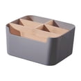 thumbnail image 1 of JHyouerji 5 Grid Plastic Wood Desktop Storage Box 8x6x4 Inch,Gray Waterproof Cosmetic Remote Control Organizer Basket for Coffee Table Bedroom Bathroom Office Storage, 1 of 9