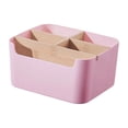 thumbnail image 1 of JHyouerji 5 Grid Plastic Wood Desktop Storage Box 8x6x4 Inch,Pink Waterproof Cosmetic Remote Control Organizer Basket for Coffee Table Bedroom Bathroom Office Storage, 1 of 9