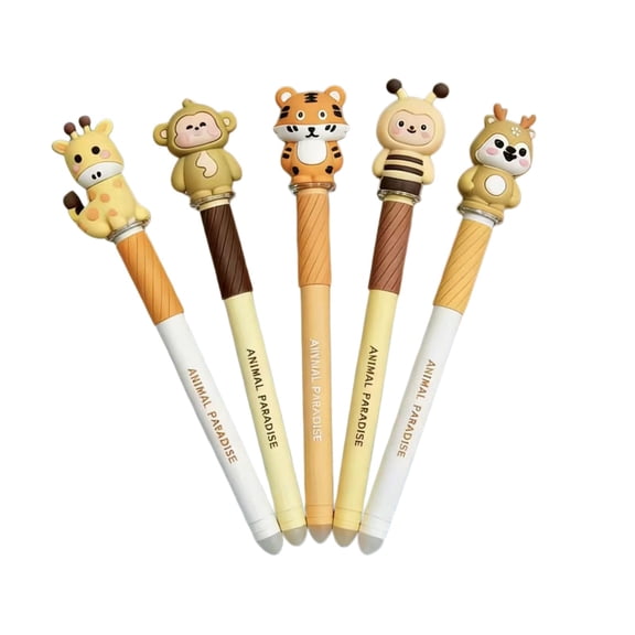 JHyouerji 5Pcs Cute Head Eraser Cap Pens,Cartoon Retractable Erasable Gel Ink Pens, Fine Point Smooth Writing Pens for Daily Office Holiday Gift