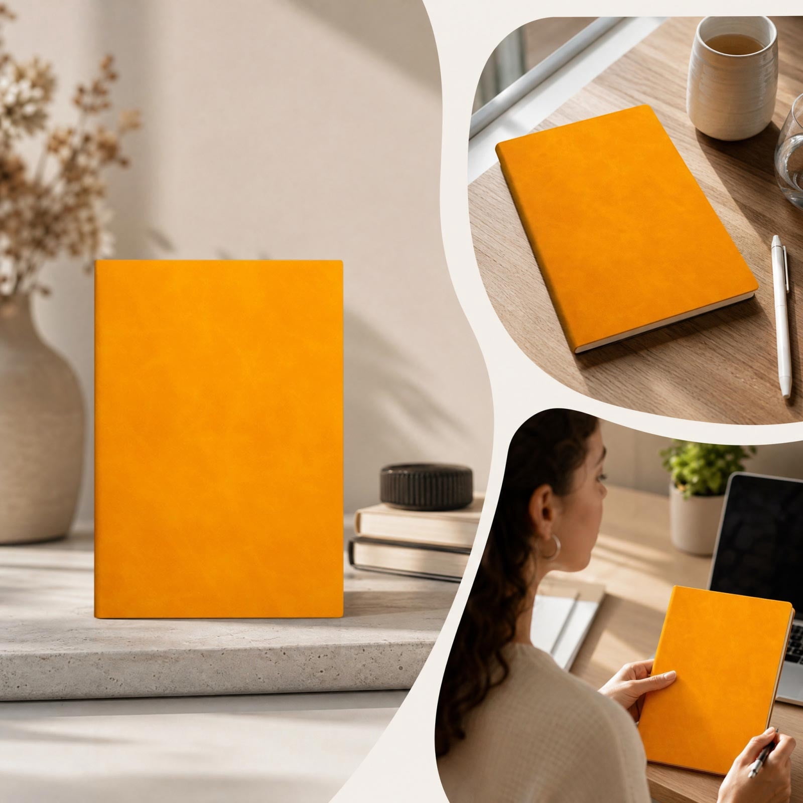 JHyouerji A5 Notebook Yellow Soft Leather Cover Journal Diary for ...