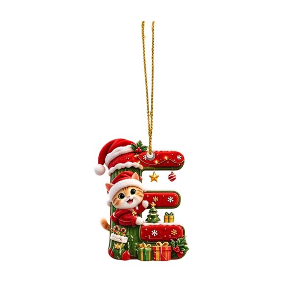 JHyouerji Alphabet Letter E Hanging Decoration Clear Acrylic for Xmas Tree Wreath Garland Fireplace Window Doorway Home Holiday Party Decoration