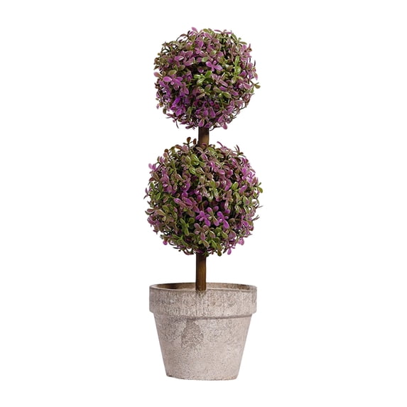 JHyouerji Artificial Double Ball Trees Purple Fake Greenery Plants Ball Tree for Porch Home Garden Decor