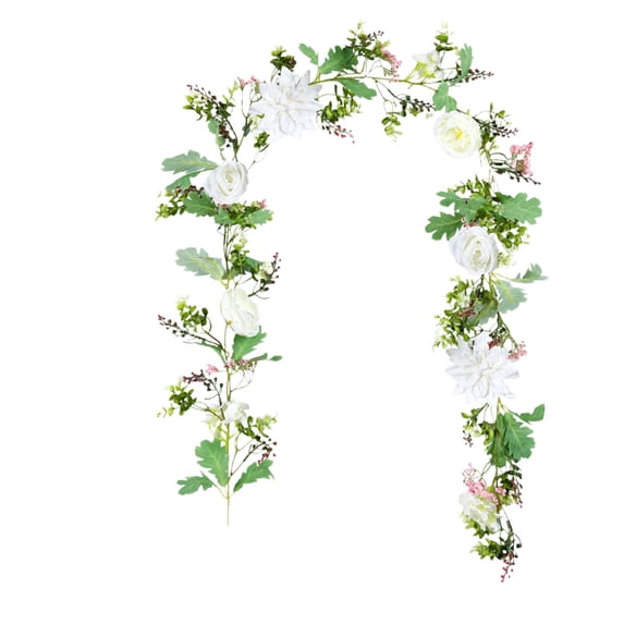 JHyouerji Artificial Flowers Plants Artificial Flower White Garland Hanging Rose Vine Ivy Home Hotel Office Wedding Party Garden Craft Art Decor
