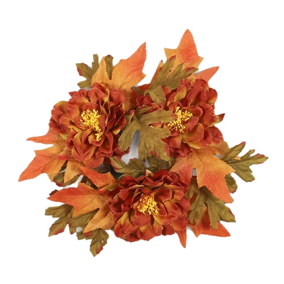 JHyouerji Artificial Maple Leaf Candle Ring Wreath 10 Inch Adjustable Mini Wreath for Candlestick Lantern Vase Halloween Thanksgiving Table Mantel Centerpiece Decor