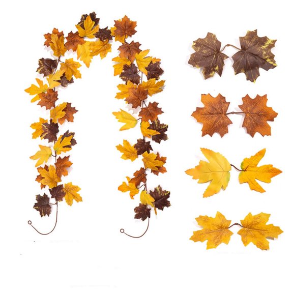 JHyouerji Artificial Maple Leaf Garland Fall Rattan Vine 79 Inches Yellow Decor for Door Frame Stair Railing Halloween Thanksgiving Festive Gathering Prop