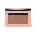 thumbnail image 1 of JHyouerji B5 3 Hole Canvas Pencil Pouch 10x7 Inch,Two Zipper Compartments Clear Window Detachable Binder Storage Bag for Office Document Stationery, 1 of 5