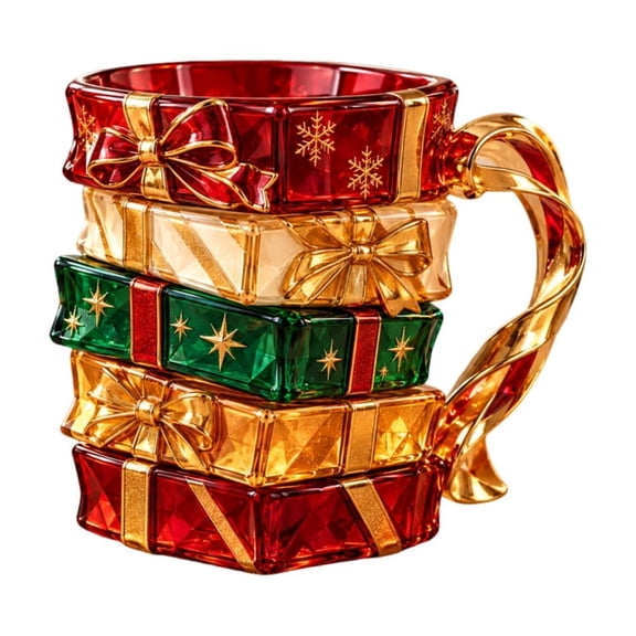 JHyouerji Christmas Mug Stacked Gift Holiday Coffee Cup for Home Kitchen Dining Christmas Holiday Party Winter Hot Cocoa Gathering Home Kitchen Cooking