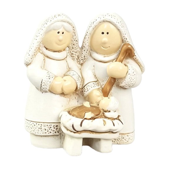 JHyouerji Christmas Nativity Resin Figurine White 2x2in Holy Family Xmas Tabletop Holiday Memorial Decor Centerpiece for Home Kitchen Office Window