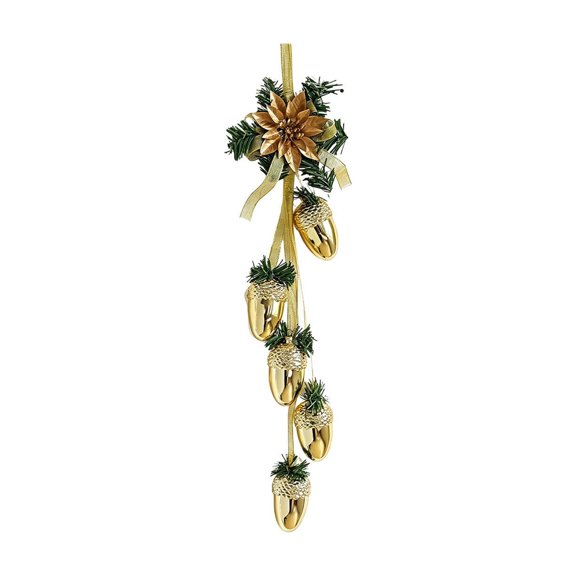 JHyouerji Christmas Pinecone Hanging Ornament GoldPlastic Pendant 17x4 in for Xmas Tree Wreath Garland Mantel Fireplace Home Office Holiday Party Decor
