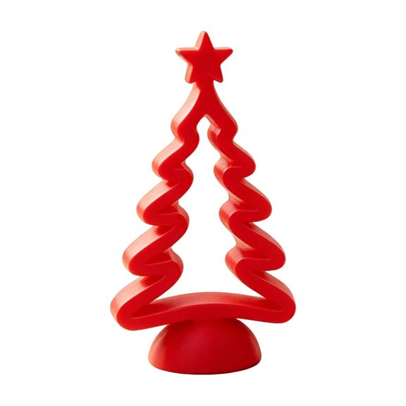 JHyouerji Christmas Tabletop Tree Decoration Red Freestanding Plastic Mini Tree Figurine 5x3 in for Mantel Shelf Fireplace Table Indoor Holiday Party Home Decor
