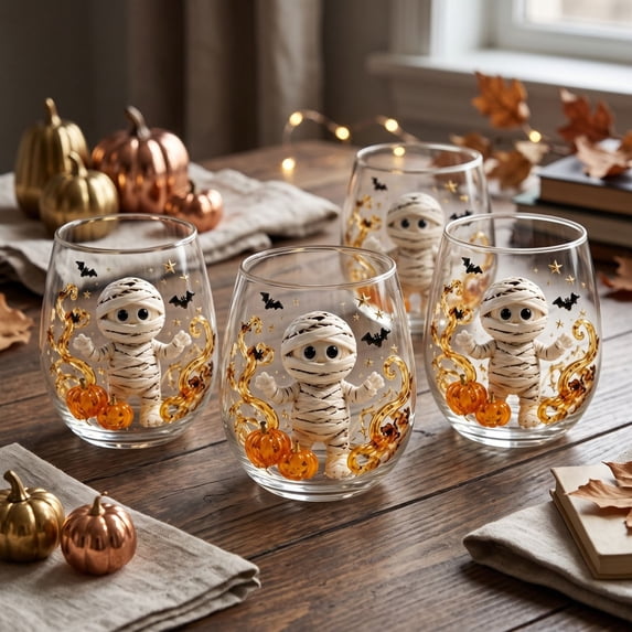 JHyouerji Clear Glass Tumbler,15oz Halloween Haunted House Printed Clear Glass Tumbler Multipurpose Wine Whiskey Cocktail Cup Reusable Holiday Party Table Decor