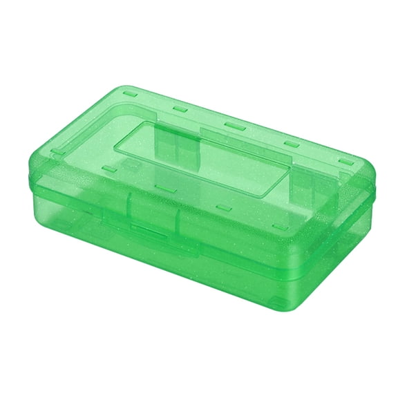 JHyouerji Clear PP Plastic Pencil Box 8x5x2 Inch with Snap Lid Stackable Large Capacity Stationery Storage Case for Office Classroom Craft Supplies