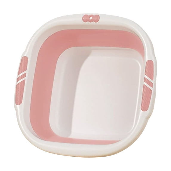 JHyouerji Collapsible Plastic Wash Basin 10x10x4 Inch Non Slip Space Saving Pink Foldable Bucket for Camping Laundry Foot Bath Kitchen Washing