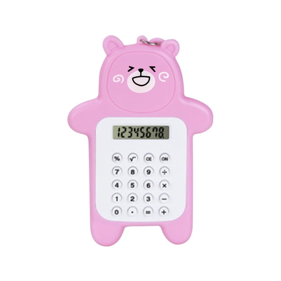 JHyouerji Cute Bear Shaped Basic Calculator Battery Powered Pink Handheld Pocket Calculator Large LCD Display Portable Mini Calculator Ideal for Daily Desktop Home Office