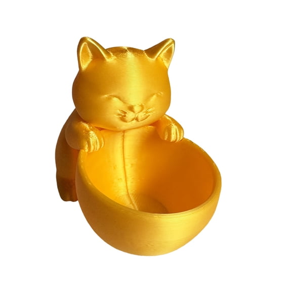 JHyouerji Cute Cat Shaped Plastic Succulent Planter Pot 7x2x3 Inch,Gold Drainage Hole Small Flower Container for Windowsill Office Indoor Plant Home Decor