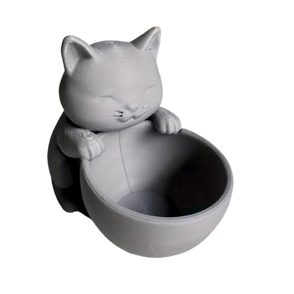 JHyouerji Cute Cat Shaped Plastic Succulent Planter Pot 7x2x3 Inch,Gray Drainage Hole Small Flower Container for Windowsill Office Indoor Plant Home Decor