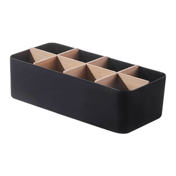 JHyouerji Desktop Plastic Storage Box 11x5x3 Inch,Black Multifunctional Cosmetic Remote Control Organizer Basket for Coffee Table Bedroom Bathroom Office Sundries Storage