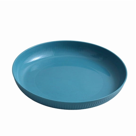 JHyouerji Dinner Plates for Salad Pasta Deep Round Plastic Plate with Ribbed Rim Microwave Safe