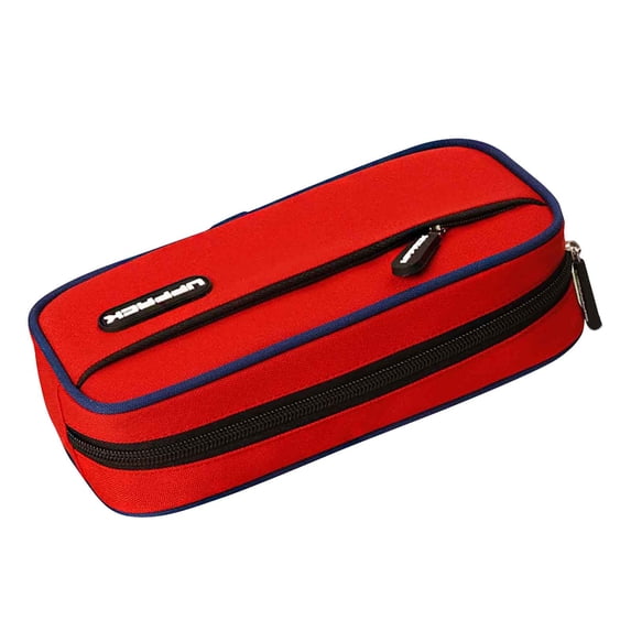 JHyouerji Double Layer Pencil Case Red Portable Large Capacity Stationery Bag for Classroom Study Exam Travel Daily Use