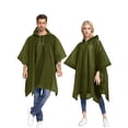 thumbnail image 1 of JHyouerji EVA Rain Poncho,Green Thick Reusable Non Disposable Raincoat with Adjustable Drawstring Hood,Portable Waterproof Cloak for Cycling Hiking Camping Outdoor Travel, 1 of 8