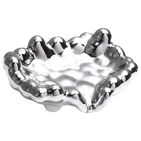 JHyouerji Electroplated Soap Dish,Silver Perforated Self Draining Soap Box,Anti Slip Plastic Soap Rack,Multi Purpose Holder for Bathroom Shower Kitchen Sponge Storage