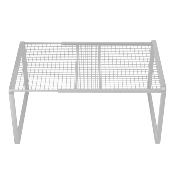 JHyouerji Expandable Stackable Storage Shelf,24×11×9 Inch White Metal Organizer Rack,Space Saving Cabinet Shelf for Kitchen Bathroom Pantry Desk Wardrobe