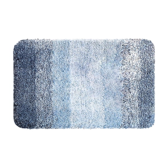 JHyouerji Flocked Polyester Area Rug,16×31 Inch Blue Soft Plush Floor Mat,Rubber Non Slip Back, Water Absorbent Carpet for Bathroom Bedroom Living Room Kitchen