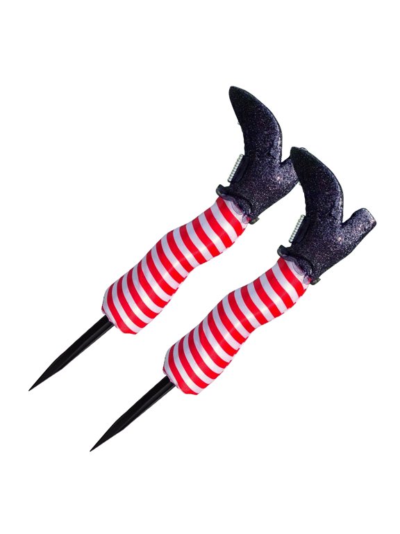 Foam Witch Leg Decor 2Pcs 19 Inch Red Realistic Prosthetic Prop Weatherproof Backyard Garden Lawn Indoor Outdoor Halloween Party Ornament