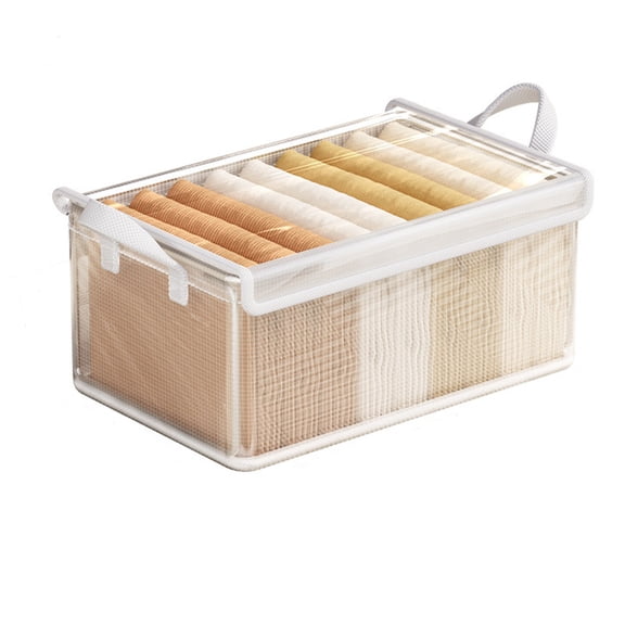 JHyouerji Foldable Storage Bin with Clear Lid,PVC Waterproof Organizer Box with Handles,Stackable Container for Clothes Bedding Towels