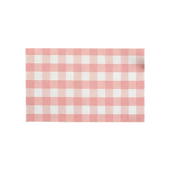 JHyouerji Front Porch Rug 15x23 Inch Pink Checkered Outdoor Rug Washable Door Mat Welcome Door Mat for Kitchen Farmhouse Entryway