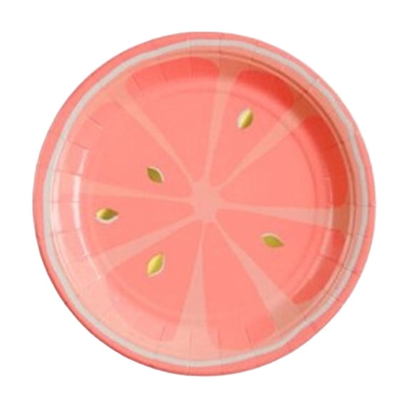 JHyouerji Fruit Print Disposable Paper Plates 7 Inch,Pink Thick Sturdy Dessert Tray for Birthday Picnic Party Single Use Table Supplies