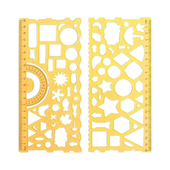 JHyouerji Geometric Ruler Set,Yellow Multi Function Protractor Drawing Tool,Thickened Plastic Measuring Kit for Art Math Use