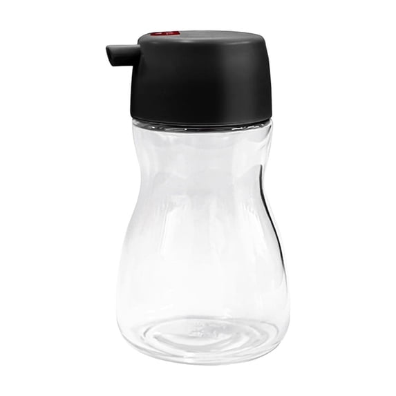 JHyouerji Glass Seasoning Bottle,Black Thick Transparent Glass Press Spout Condiment Dispenser for Oil Vinegar Kitchen Countertop Storage