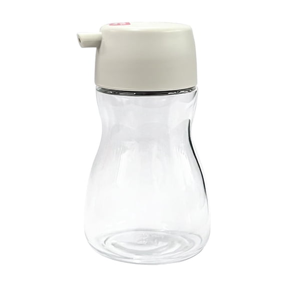 JHyouerji Glass Seasoning Bottle,White Thick Transparent Glass Press Spout Condiment Dispenser for Oil Vinegar Kitchen Countertop Storage