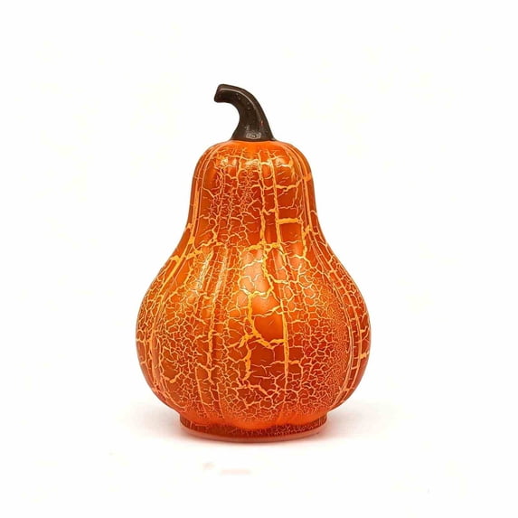 JHyouerji Glow in The Dark Pumpkin Lantern Light Up Tabletop Ornament 4x3 Inch Orange Plastic Battery Operated Warm LED Decor for Tabletop Thanksgiving Fall Harvest