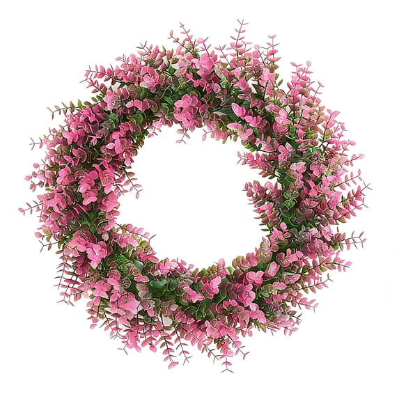 JHyouerji Green Eucalyptus Leaf Wreath Spring Summer Wreath for Front Door Wall Window Farmhouse Festival Porch Patio Garden Decor