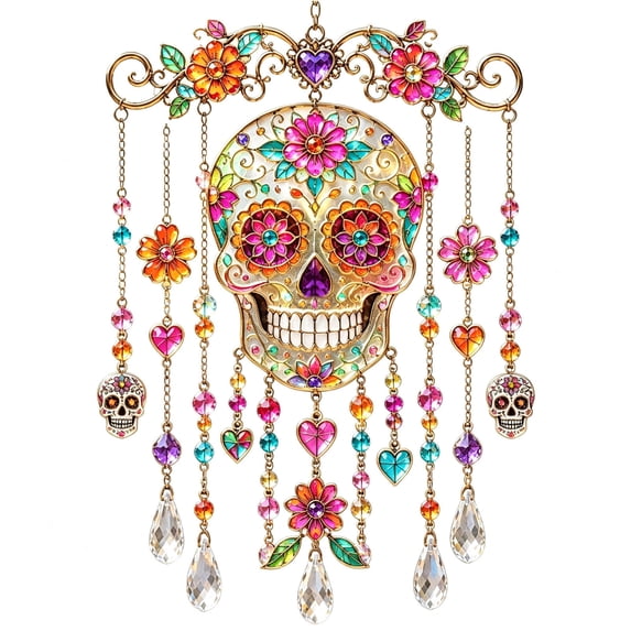 JHyouerji Halloween Acrylic Suncatcher Wind Chime 8x11in Window Porch Balcony Light Refraction Hanging Decor Ornament