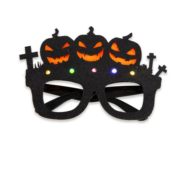 JHyouerji Halloween LED Light Up Glasses 7x6 Inch Pumpkin Bat Skull Pattern Eyeglass Cosplay Masquerade Classroom Holiday Party